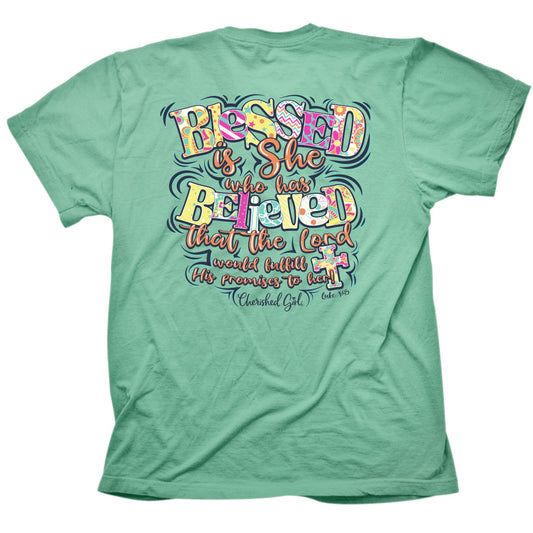 Cherished Girl Womens T-Shirt Blessed Is She Cherished Girl® apparel T-shirt Women's