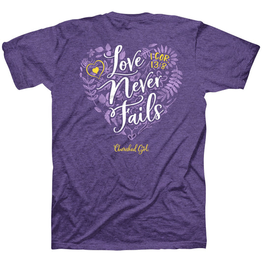 Cherished Girl Womens T-Shirt Love Never Fails Floral Cherished Girl® apparel T-shirt Women's