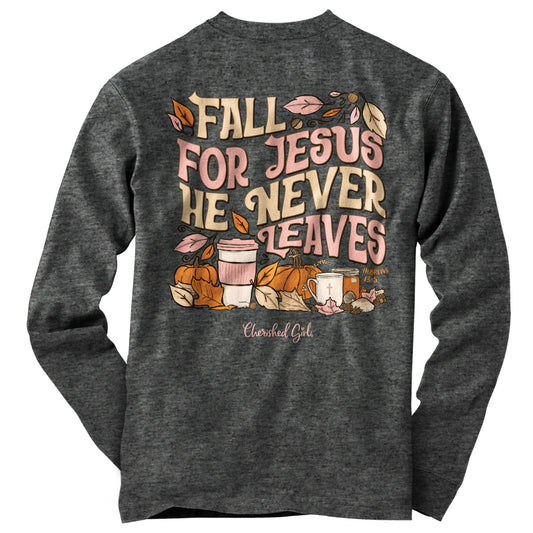 Cherished Girl Womens Long Sleeve T-Shirt Fall For Jesus Cherished Girl® apparel Fall 2024 Long Sleeve Long Sleeve Shirts New Women's