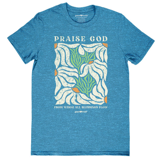 grace & truth Womens T-Shirt Praise God Flowers grace & truth® Apparel New Short Sleeve T-shirts Women's