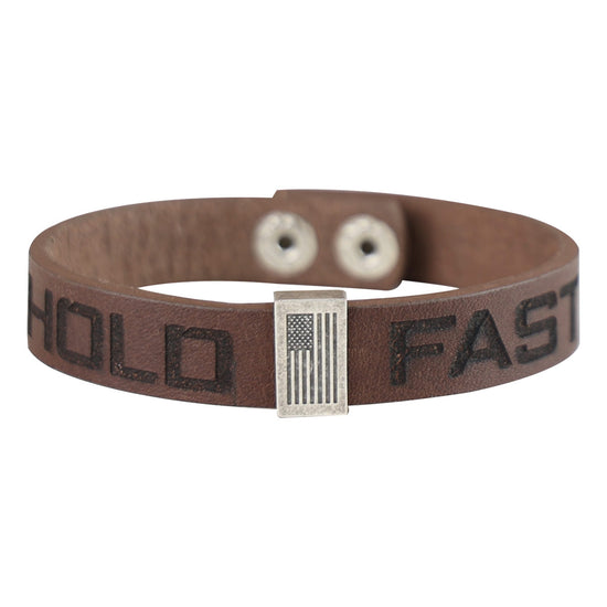 HOLD FAST Mens Bracelet Flag Snap Brown HOLD FAST® accessories jewelry