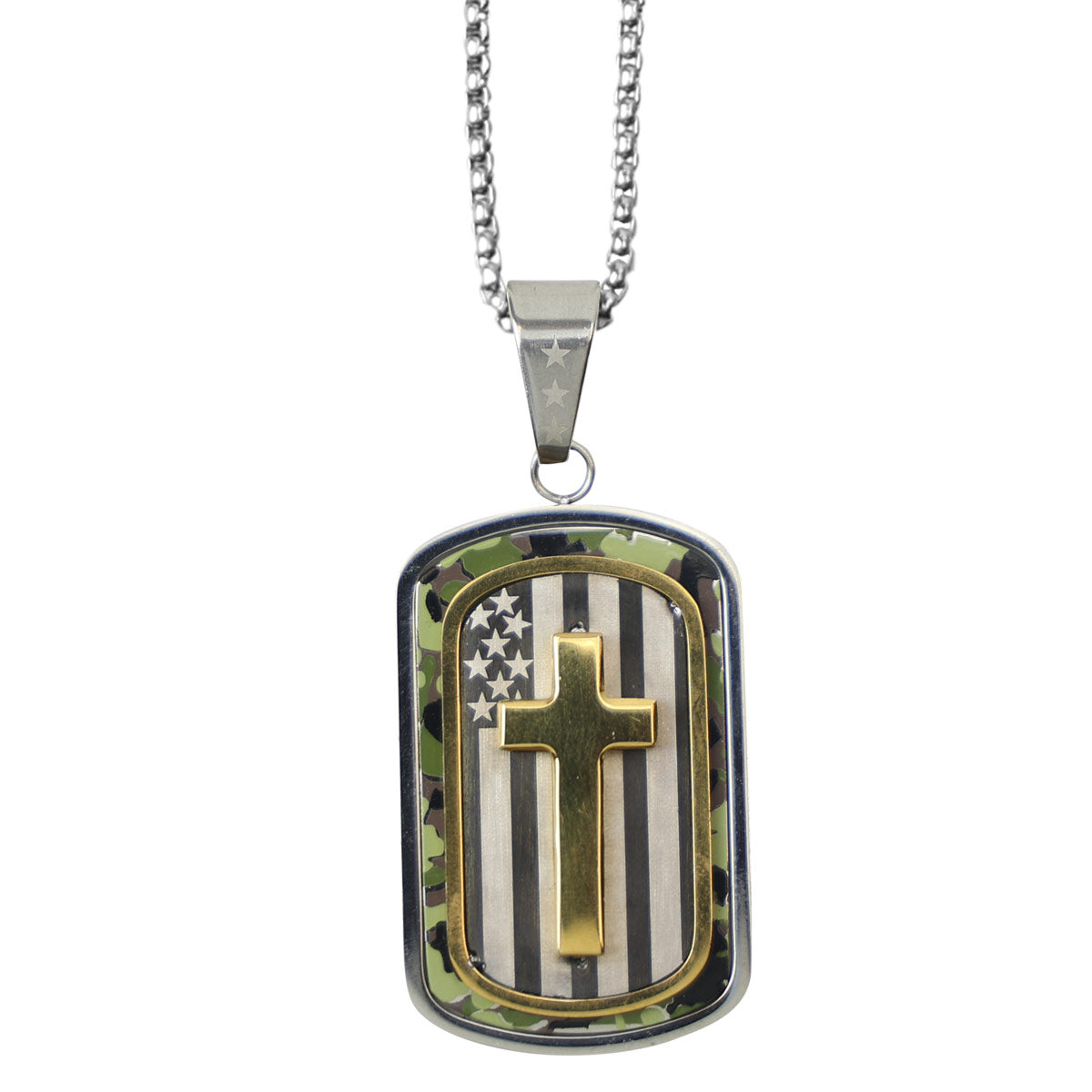 HOLD FAST Mens Necklace Camo Cross Flag HOLD FAST® accessories jewelry