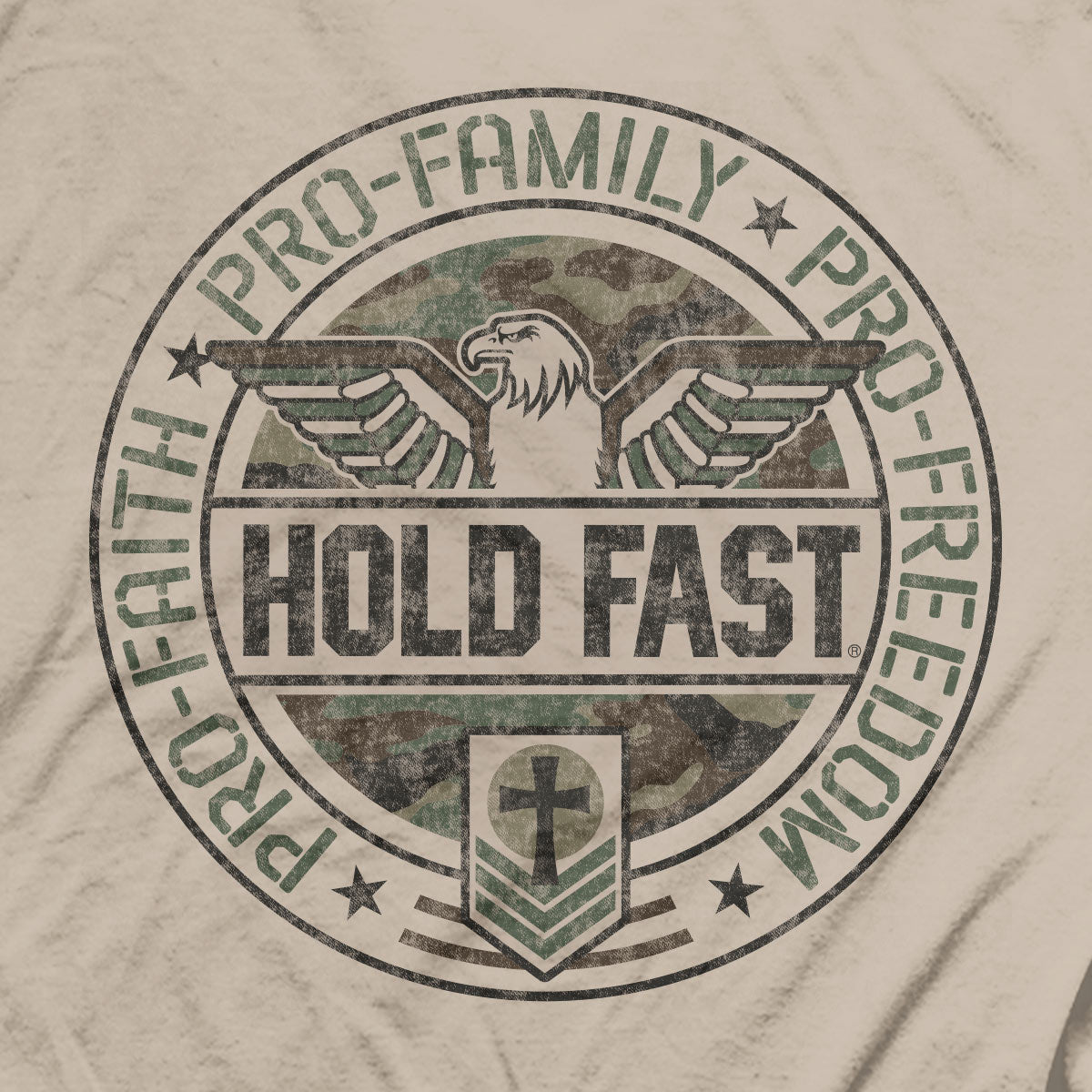 Hold Fast Mens T-Shirt Pro Faith Family Freedom Eagle HOLD FAST® apparel Mens T-shirt