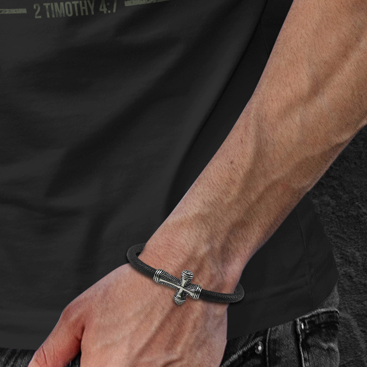 Kerusso Mens Bracelet Textured Cross Kerusso® accessories jewelry