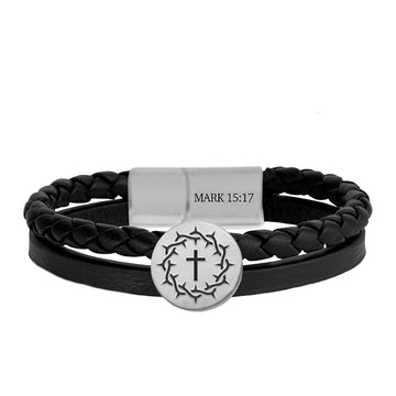 Kerusso Mens Bracelet Crown Cross Braided Metal Kerusso® accessories jewelry