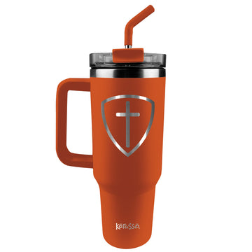 Kerusso 40 oz Stainless Steel Mug With Straw Cross Shield Kerusso® accessories Cup Drinkware Tumbler