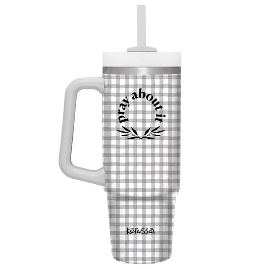 Kerusso 30 oz Stainless Steel Mug With Straw Pray About It Kerusso® accessories Cup Drinkware