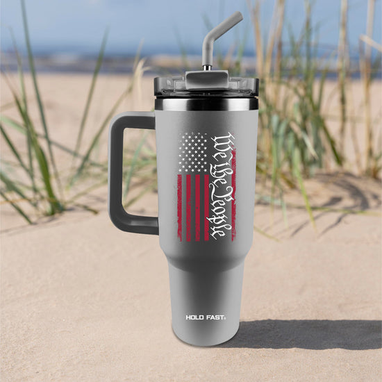 HOLD FAST 40 oz Stainless Steel Mug With Straw We The People Flag HOLD FAST® accessories Cup Drinkware Tumbler