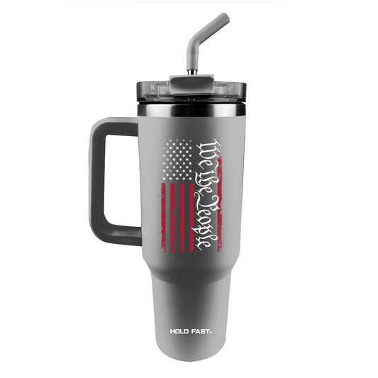 HOLD FAST 40 oz Stainless Steel Mug With Straw We The People Flag HOLD FAST® accessories Cup Drinkware Tumbler