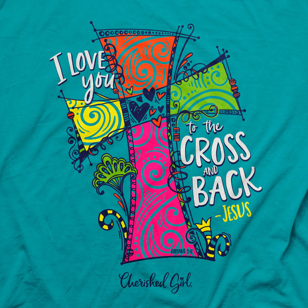 Cherished Girl Womens T-Shirt Cross Love Cherished Girl® Apparel Short Sleeve T-shirts Women's