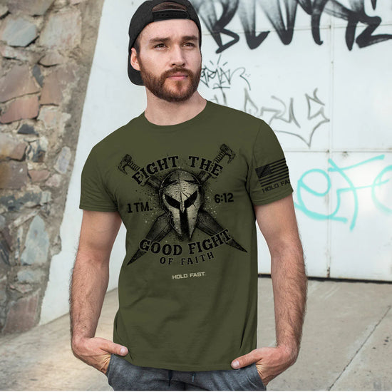 HOLD FAST Mens T-Shirt Fight The Good Fight HOLD FAST® Apparel Mens Short Sleeve T-shirts