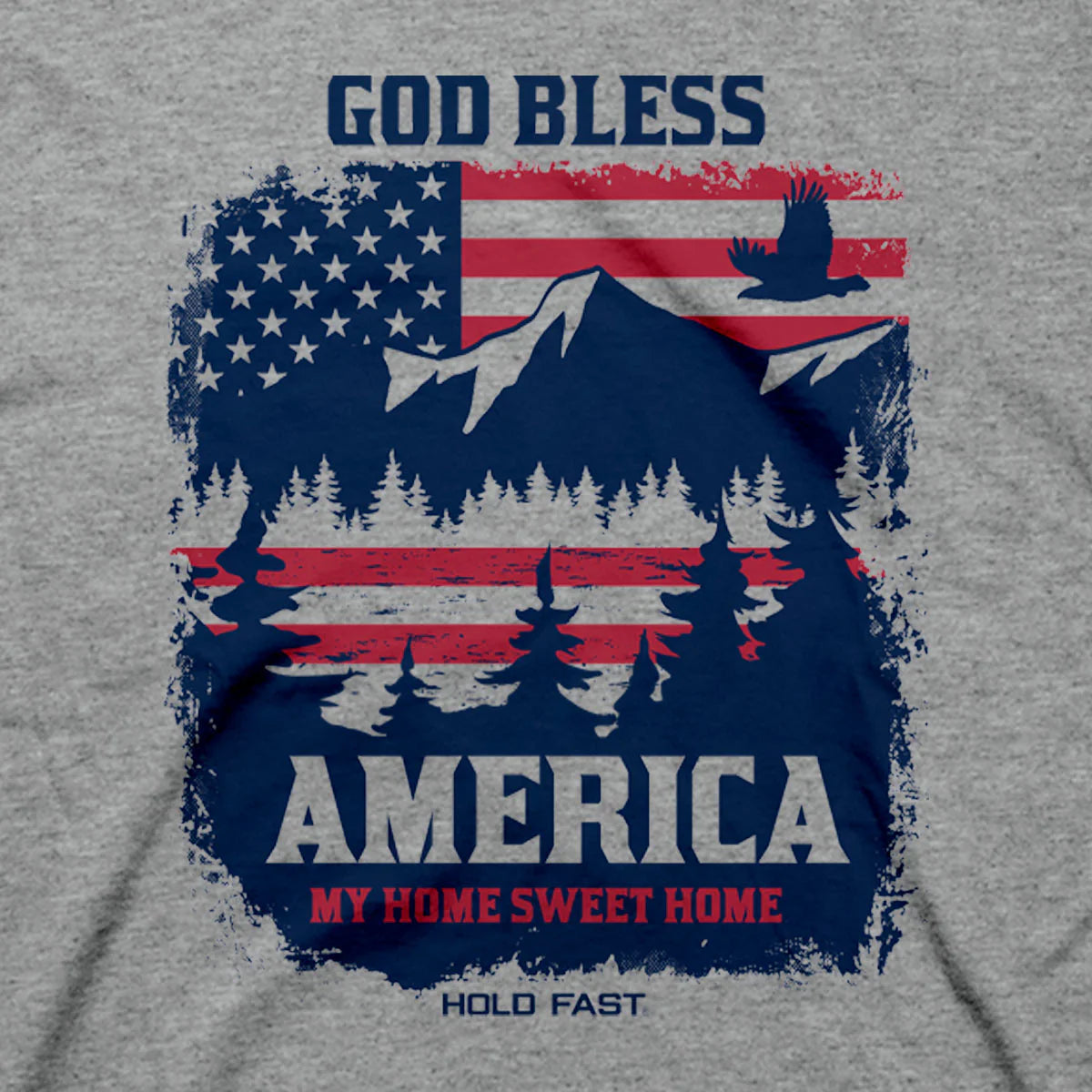 HOLD FAST Mens T-Shirt God Bless America Scene HOLD FAST® Apparel Mens Short Sleeve T-shirts