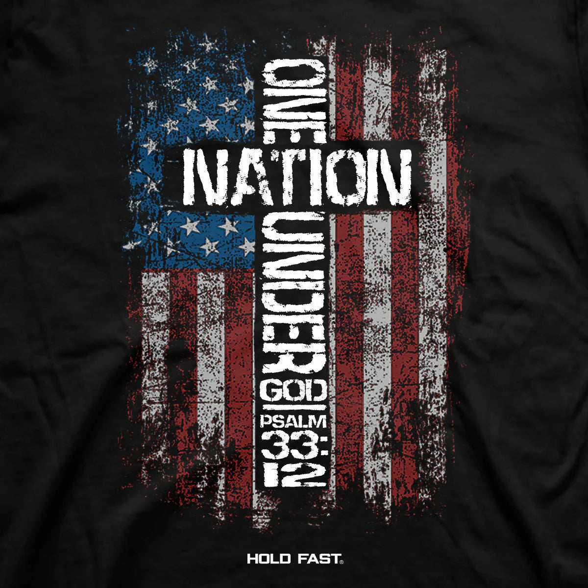 HOLD FAST Mens T-Shirt One Nation Flag HOLD FAST® Apparel Mens Short Sleeve T-shirts