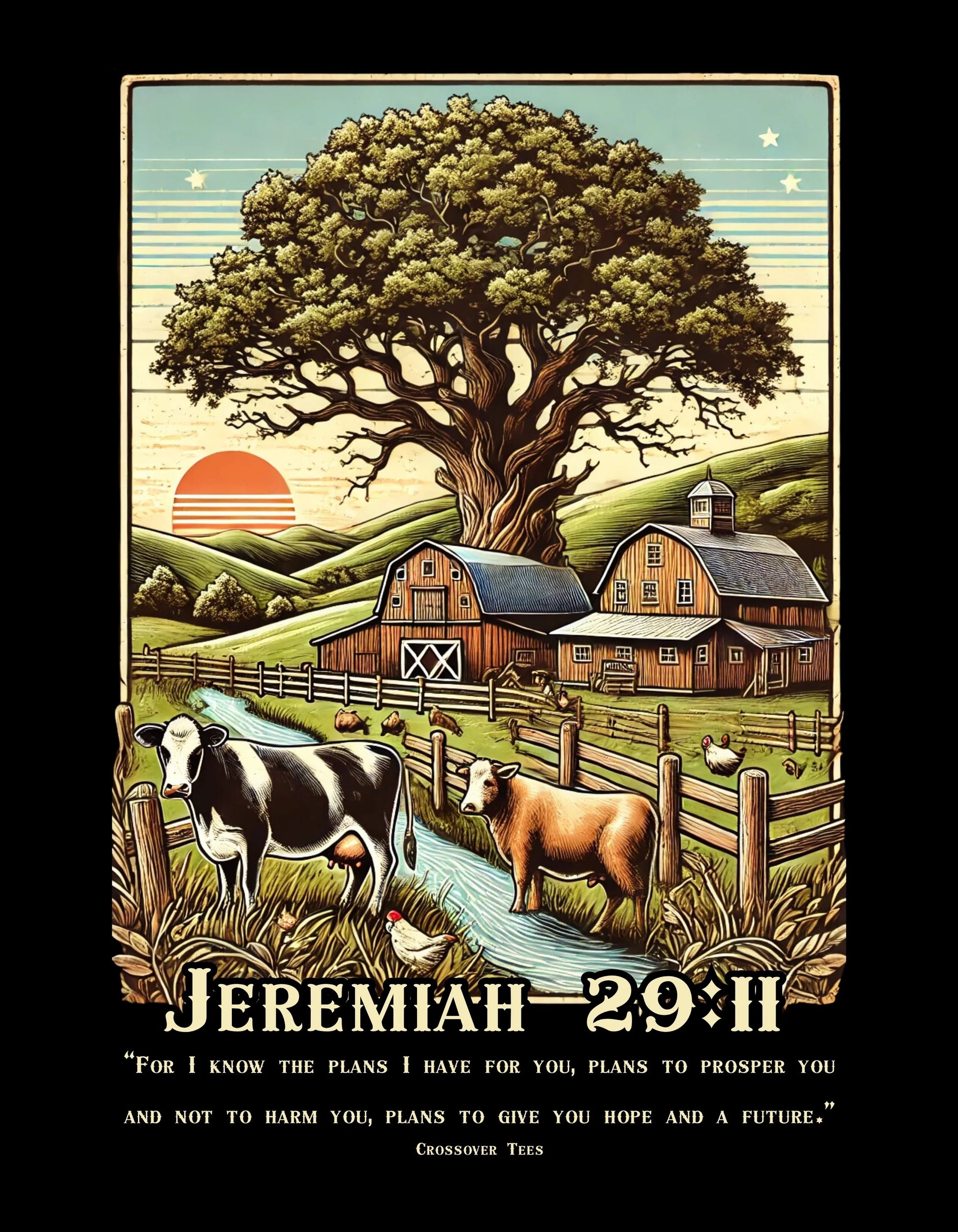 Crossover Tees Jeremiah 29:11 T-Shirt Crossover Tees© Apparel Mens New Short Sleeve T-shirts Women's