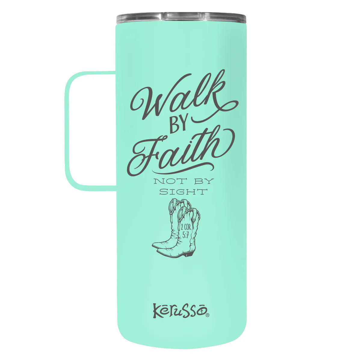 Kerusso 22 oz Stainless Steel Mug With Handle Walk By Faith Kerusso® accessories Mens New Tumblers/Cups Women's