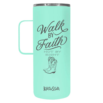 Kerusso 22 oz Stainless Steel Mug With Handle Walk By Faith Kerusso® accessories Mens New Tumblers/Cups Women's