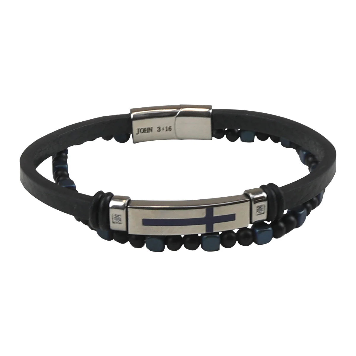 Kerusso Mens Bracelet Cross Bead Leather Kerusso® accessories jewelry Mens New